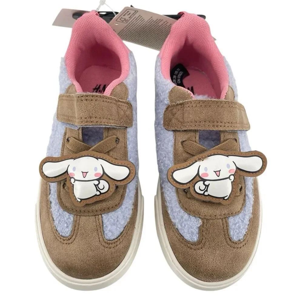 H&M x Hello Kitty Cinnamoroll Fluffy Sneakers Kids Size 11 Hook Loop Beige Pink